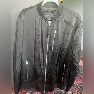 All Saints Black Nylon Bomber Jacket